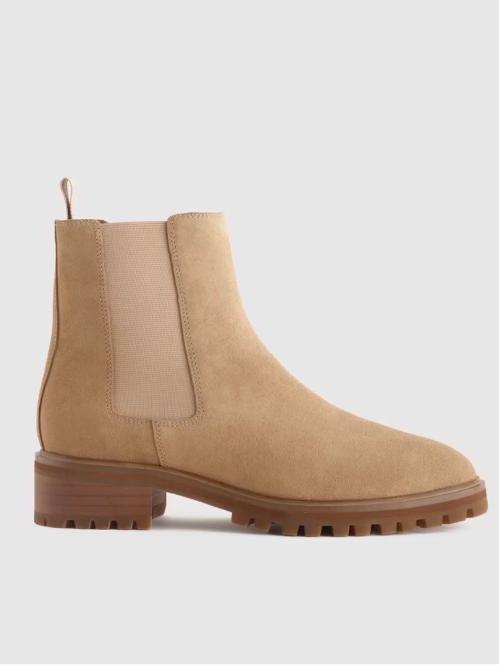 Quince Tan Suede Chelsea Lug Sole Ankle Boot Size 8 NEW